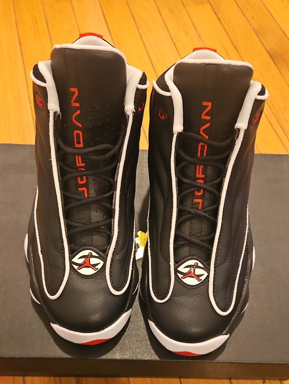 Jordan Black, White and Red High-Top Basketball Sneakers